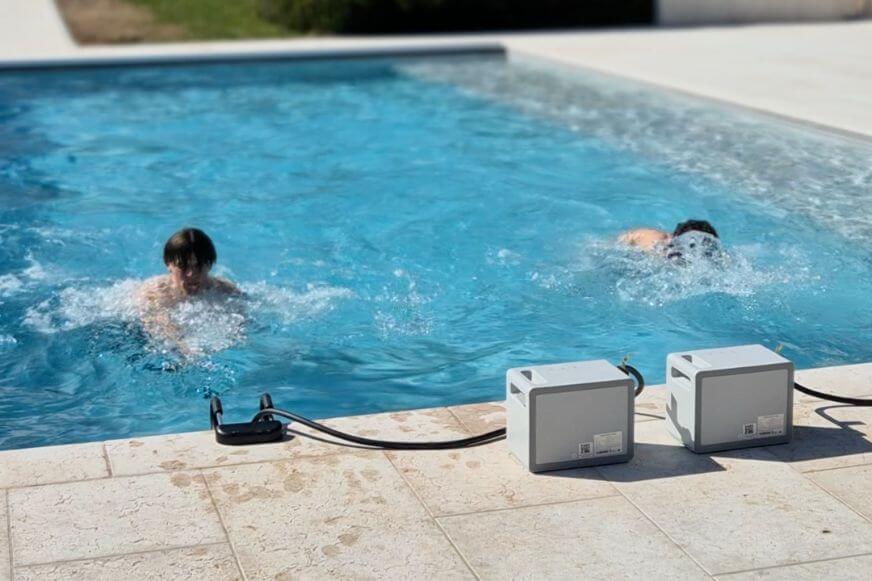 Nahaufnahme der Düse des iGarden Swim Jet X Series. Laminare Strömung durch PMSM-Motor und AI-Inverter-Technologie.